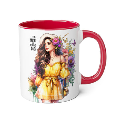 Lost You and Found Me Whimsical Floral Accent Mugs - Unique Coffee Cup, Perfect Gift for Her, Tea Lover, Home Decor, Birthday, Mother's Day