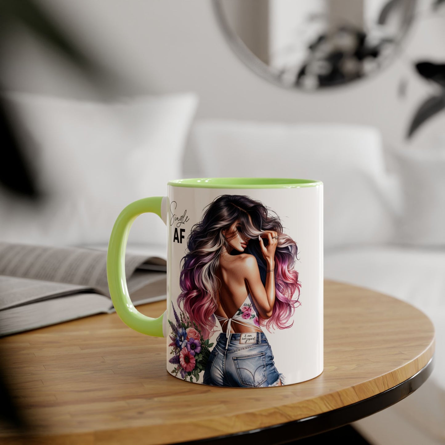 Single AF Bold Floral Single AF Accent Mug - Perfect for Coffee Lovers, Gifts for Her, Self-Care, Celebration, Home Decor