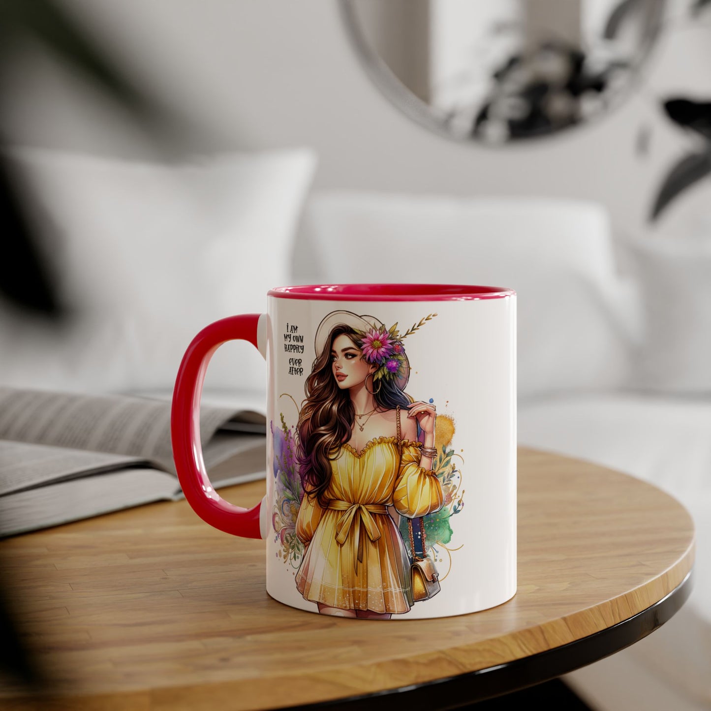 I Am My Own Happily Ever After Empowered Woman Accent Mug - 11oz Black Trim | Inspirational Coffee Cup | Perfect Gift for Friends & Self-Care