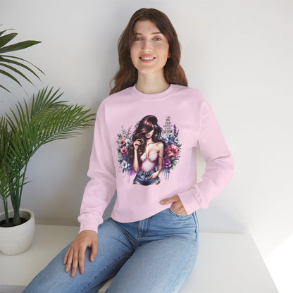 I Am My Own Happily Ever After  Floral Goddess Crewneck Sweatshirt, Cozy Women's Apparel, Boho Style, Gift for Her, Trendy Sweatshirt, Chic Layering Piece