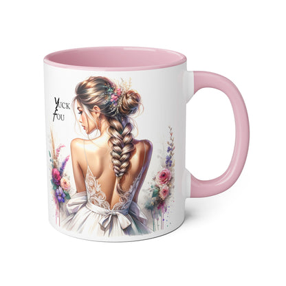Yuck Fou Elegant Floral Accent Mug, 11oz - Inspirational Gift for Her, Coffee Lover, Home Decor, Wedding Gift, Personalized Tea Cup