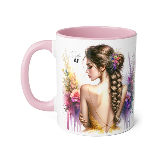 Floral Accent Mug, Artistic Coffee Cup, Gift for Her, Colorful Floral Drinkware, Stylish Kitchen Decor