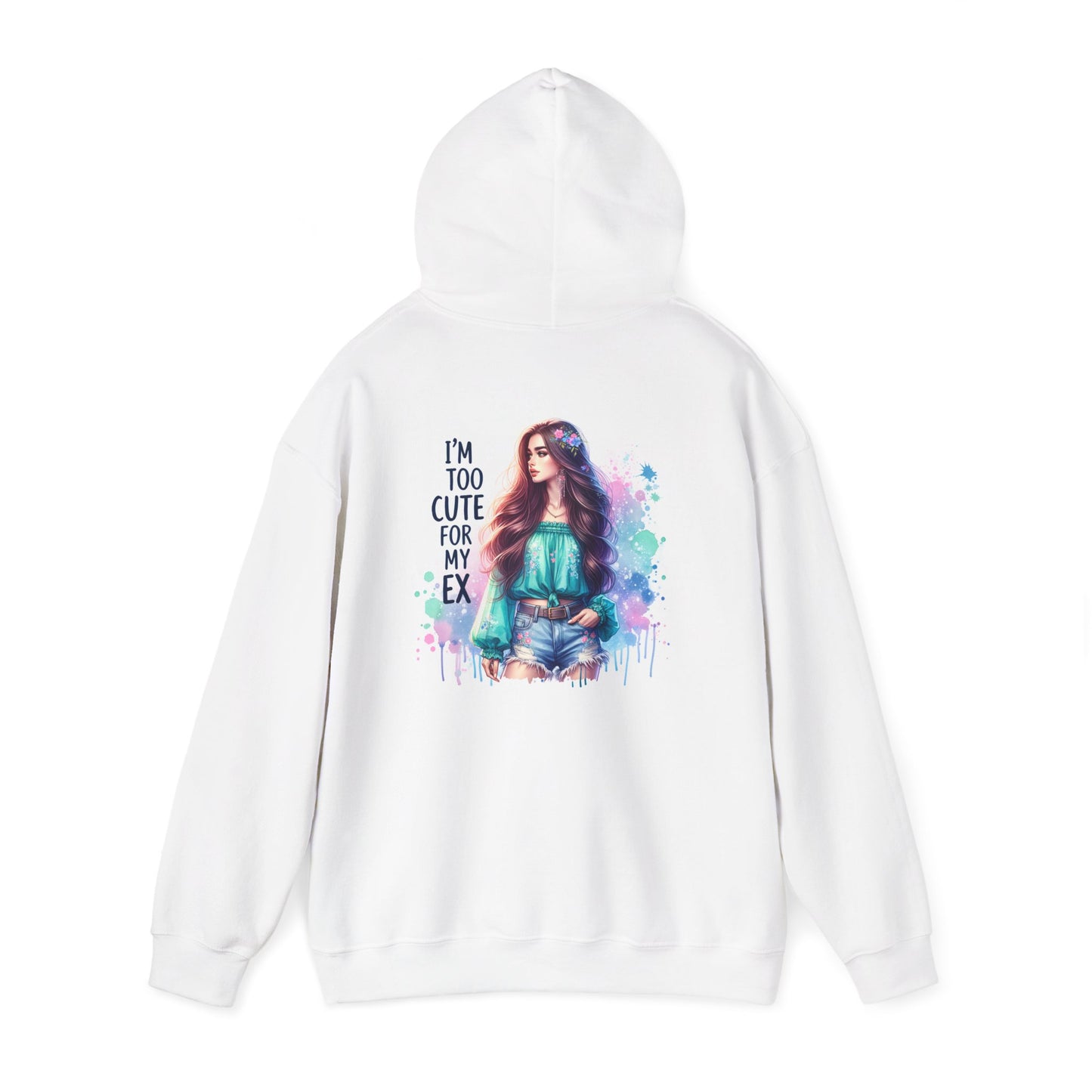I'm Too Cute For My Ex Hoodie - Trendy Unisex Heavy Blend™ Sweatshirt for Casual Style, Gift for Friends, Streetwear, Lounge Wear, Fun Fashion