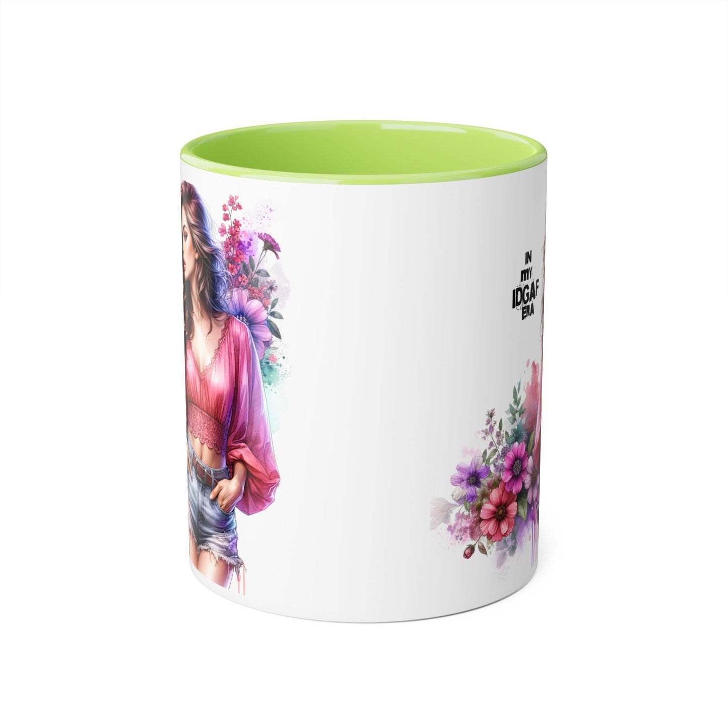 Floral IDGAF Accent Mug - Coffee Cup, Gift for Her, Trendy Mug, Unique Kitchen Decor, Flower Design