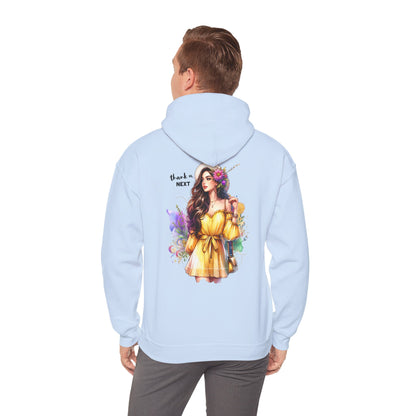 Thank U, Next Whimsical Fairy Art Hooded Sweatshirt, Cozy Apparel, Unique Gift, Casual Wear, Comfortable Layer