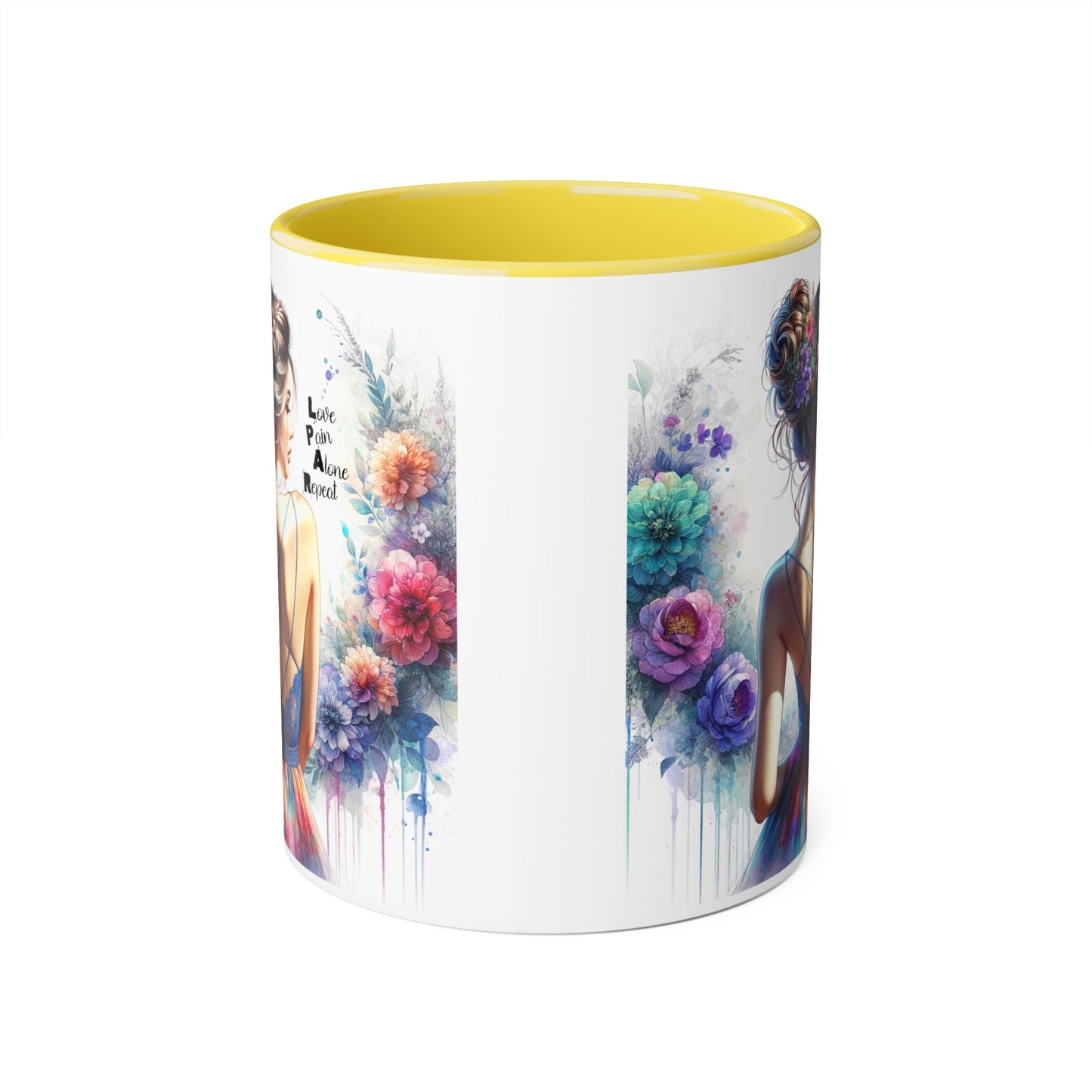 Floral Accent Mug - Vibrant Coffee Cup, Gift for Her, Home Decor, Inspirational Quotes, Art Lover's Mug, Tea Lover's Gift