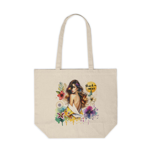 Thank U, Next Boho Chic Canvas Tote Bag | Floral Art Carryall for Shopping, Beach, Travel, Gifts, Eco-Friendly