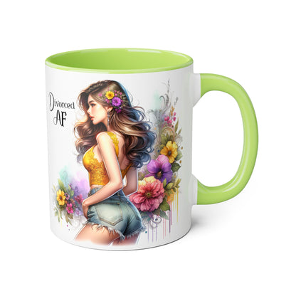 Divorced AF Floral Accent Mug, Humor Coffee Cup, Gift for Divorce Celebration, Self-Love Mug, Unique Present for Her
