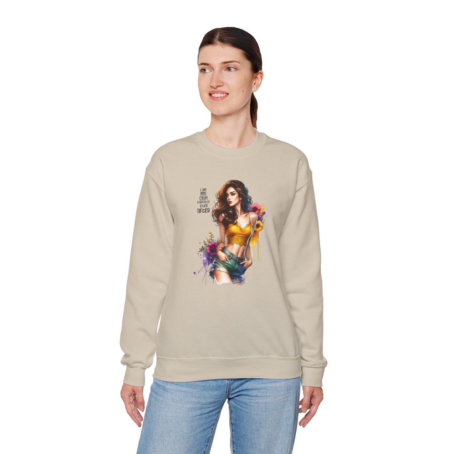 I Am My Own Happily Ever After  Stylish Inspirational Crewneck Sweatshirt, Cozy Unisex Pullover, Art Print Sweatshirt, Gift for Her, Everyday Wear, Colorful Design