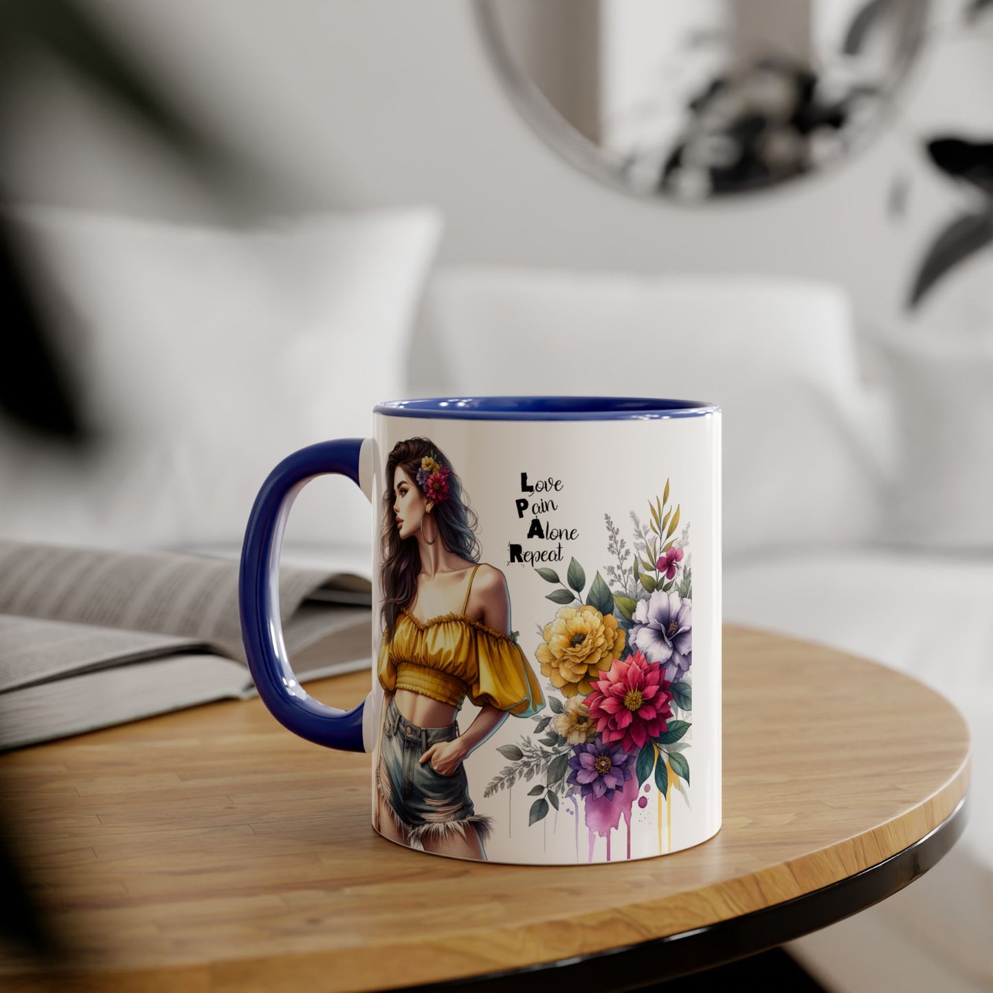 Boho Floral Accent Mug, Stunning Gift for Tea Lovers, Home Decor, Coffee Lover's Gift, Birthday Present, Art Print Mug