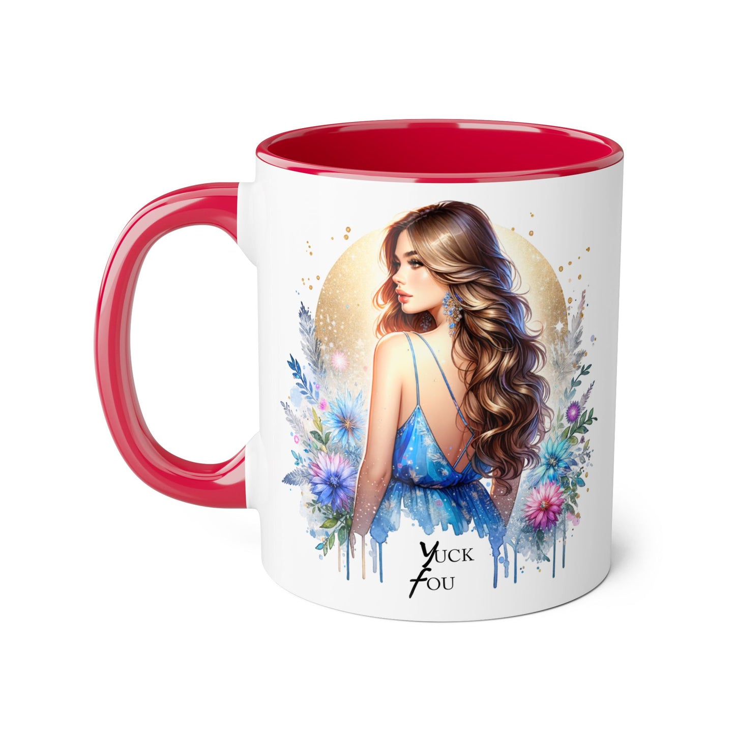 Yuck Fou Floral Accent Mug Collection - Inspirational Coffee Cup for Women, Unique Gift for Friends, Home Decor, Birthday Present, Self-Care Tea Mug