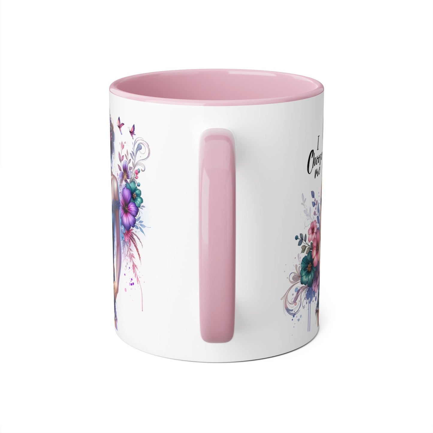 I Choose Me Floral Art Accent Mug, Inspirational Coffee Cup, Gifts for Her, Home Decor, Birthday Present, Self-Care Reminder