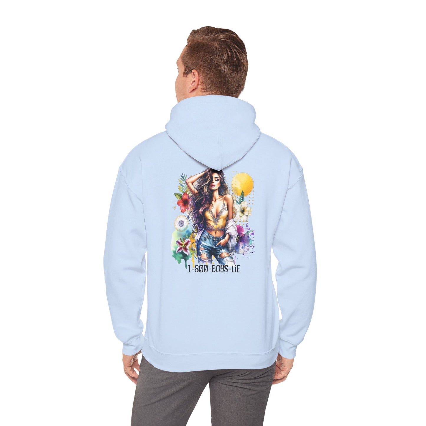 1-800-Boys-Lie Vibrant Floral Sweatshirt for Free Spirits, Comfortable Hoodie, Great for Spring, Casual Wear, Gift for Friends