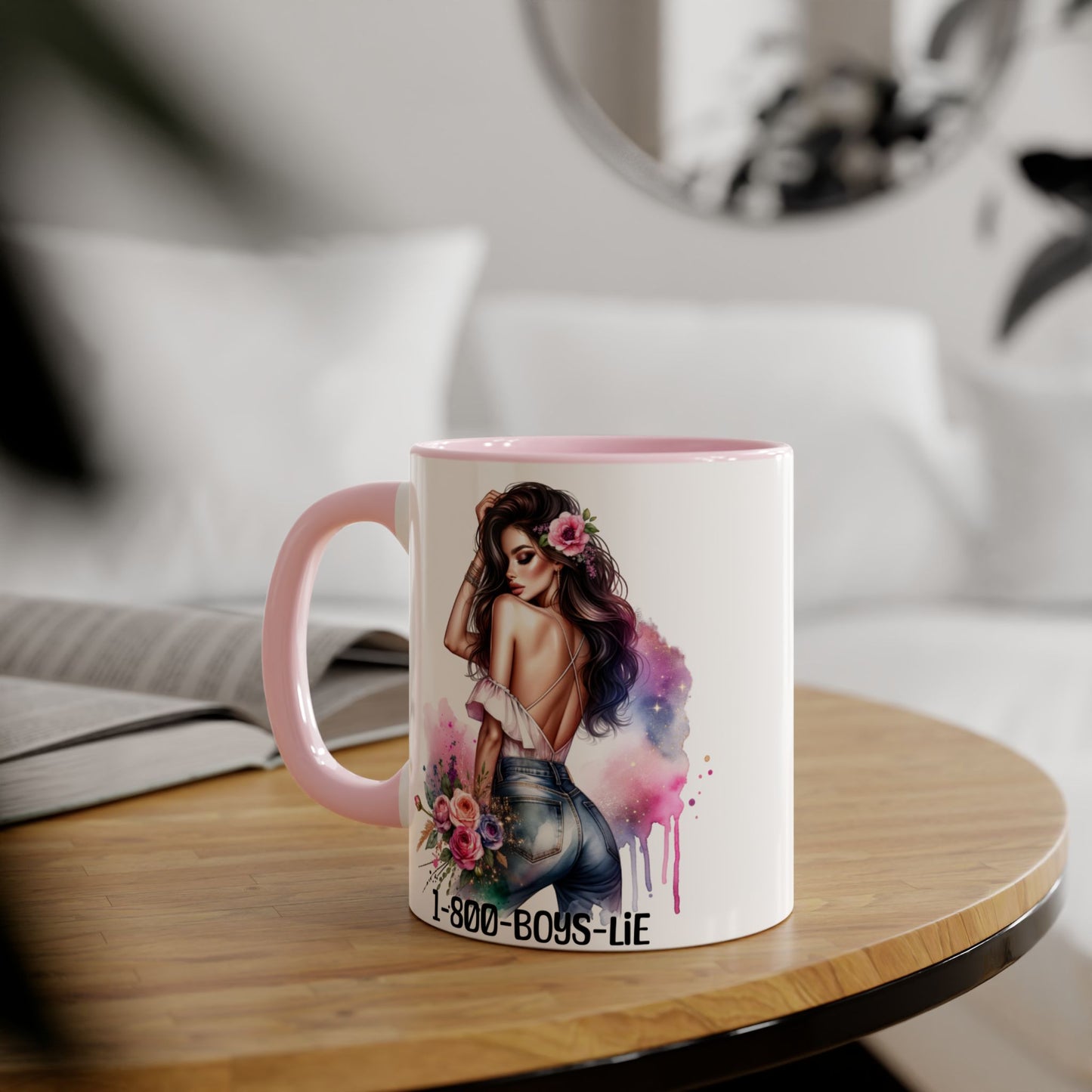 Stylish Accent Mugs, 11oz - Fun Gift for Friends, 1-800-BOYS-LIE, Coffee Lover Present, Unique Mug for Selfies