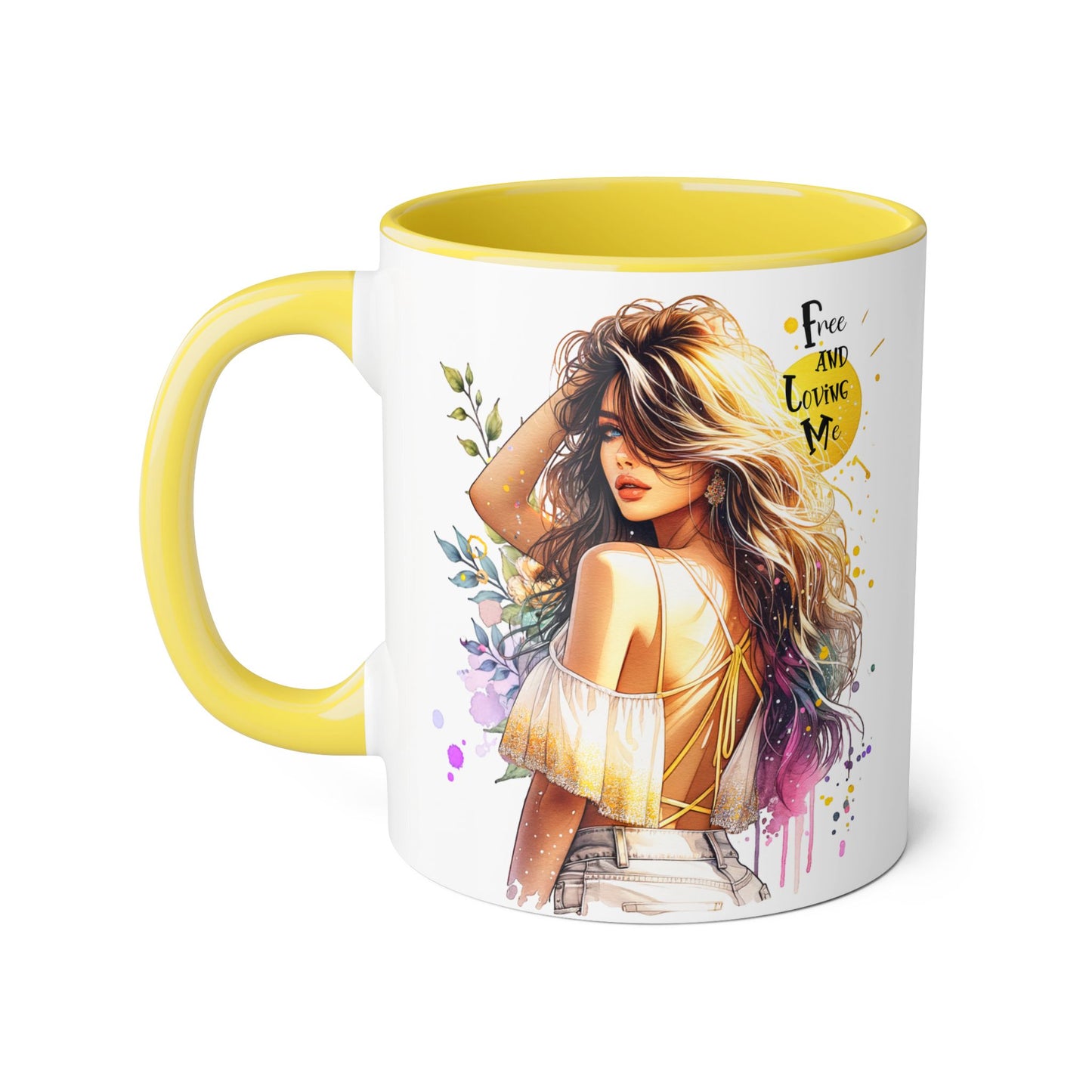 Free and Loving Me Boho Chic Accent Mug, Inspirational Coffee Cup, Free and Living Me, Gift for Her, Art Print Mug, Home Decor