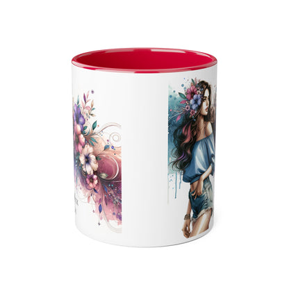 Yuck Fou Bohemian Floral Accent Mug, 11oz Coffee Cup for Art Lovers, Unique Gift for Birthdays, Mother's Day, Relaxation Tea, Decor
