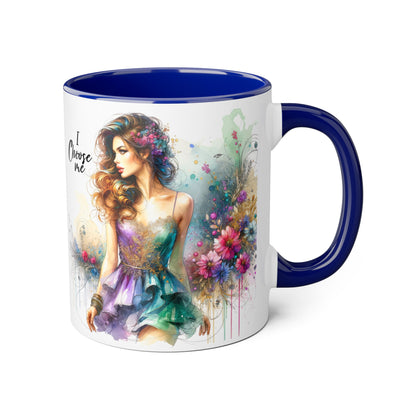 I Choose Me Empowerment Accent Mug - I Choose Me, Inspirational Coffee Cup, Self-Love Gift, Women’s Empowerment, Floral Décor, Motivational Drinkware