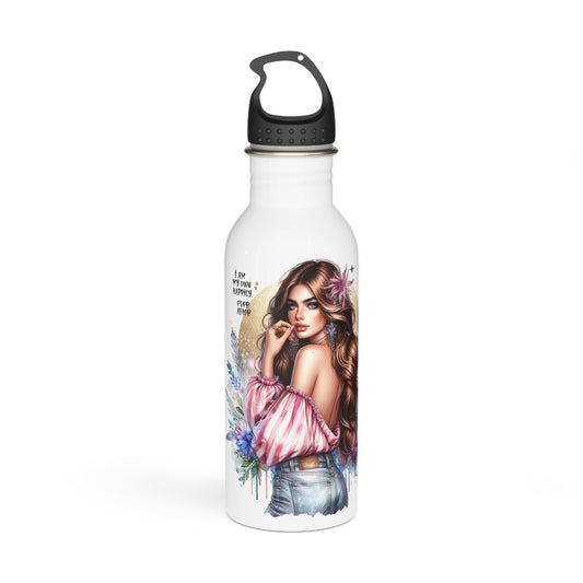 I Am My Own Happily Ever After Stylish Stainless Steel Water Bottle - Inspirational Floral Design for Fitness & Outdoor Enthusiasts