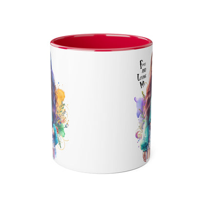 Free and Loving Me Bohemian Accent Mug with Inspirational Quote, Free and Love Me, Unique Gift for Coffee Lovers, Artistic Mugs for Women, Colorful Drinkware