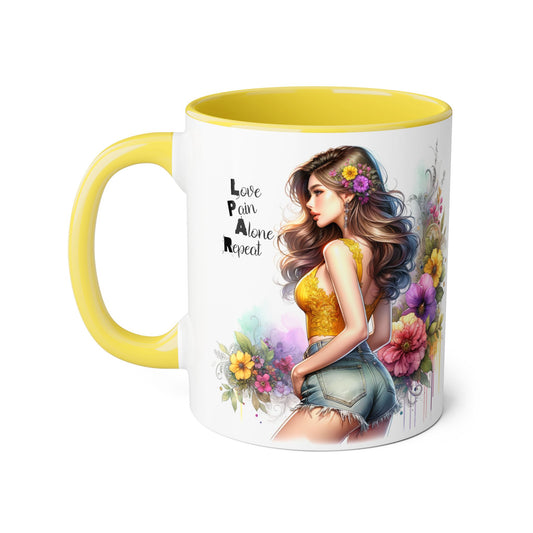 Colorful Floral Accent Mug with Inspirational Quote