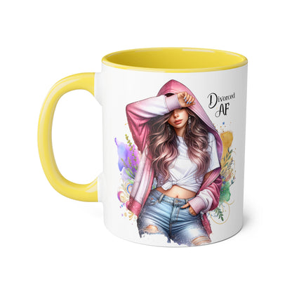 Trendy Accent Mug - 'Divorced AF' Design, Chic Gift for Friends, Coffee Lovers, Inspirational Drinkware, Birthday, Everyday Use