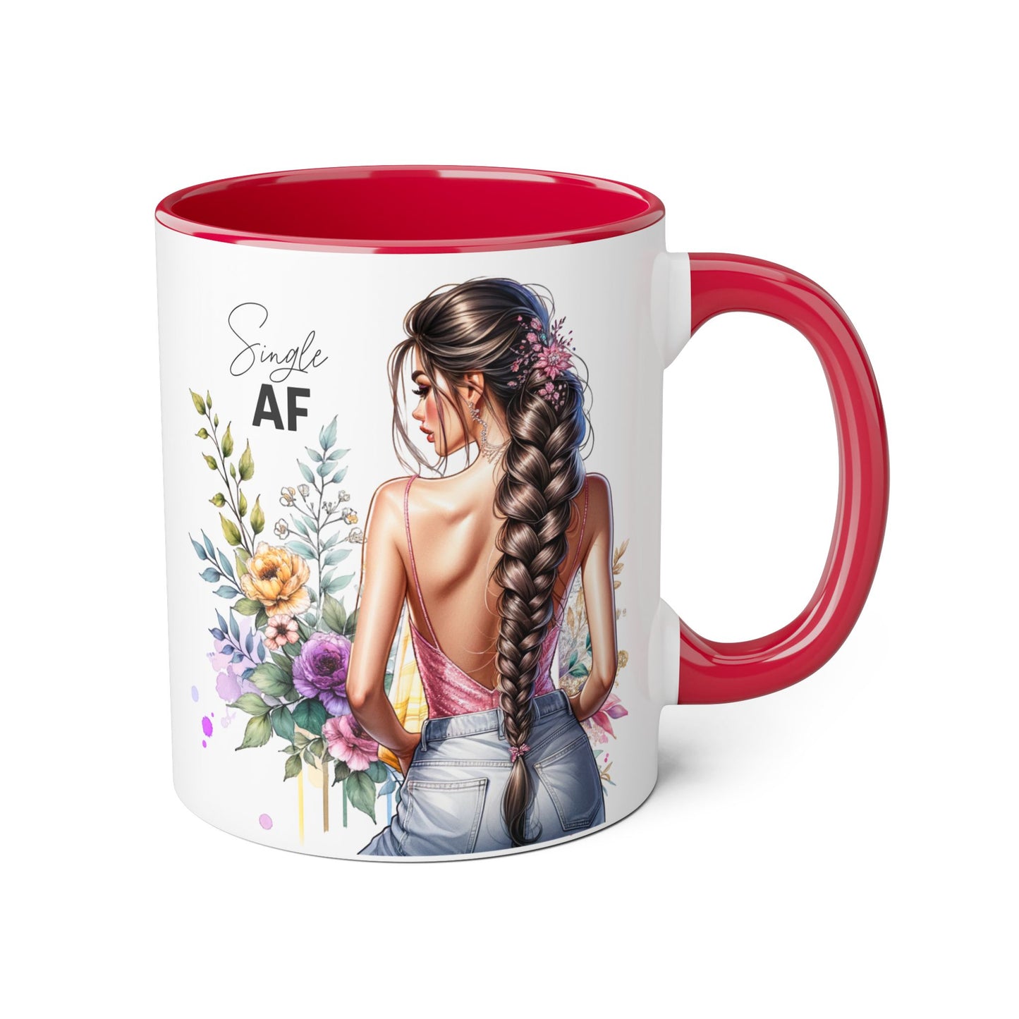 Single AF Chic Floral Coffee Mug, Single AF, Unique Gift for Her, Trendy Drinkware, Birthday Present, Home Decor, Tea Time, Self-Love