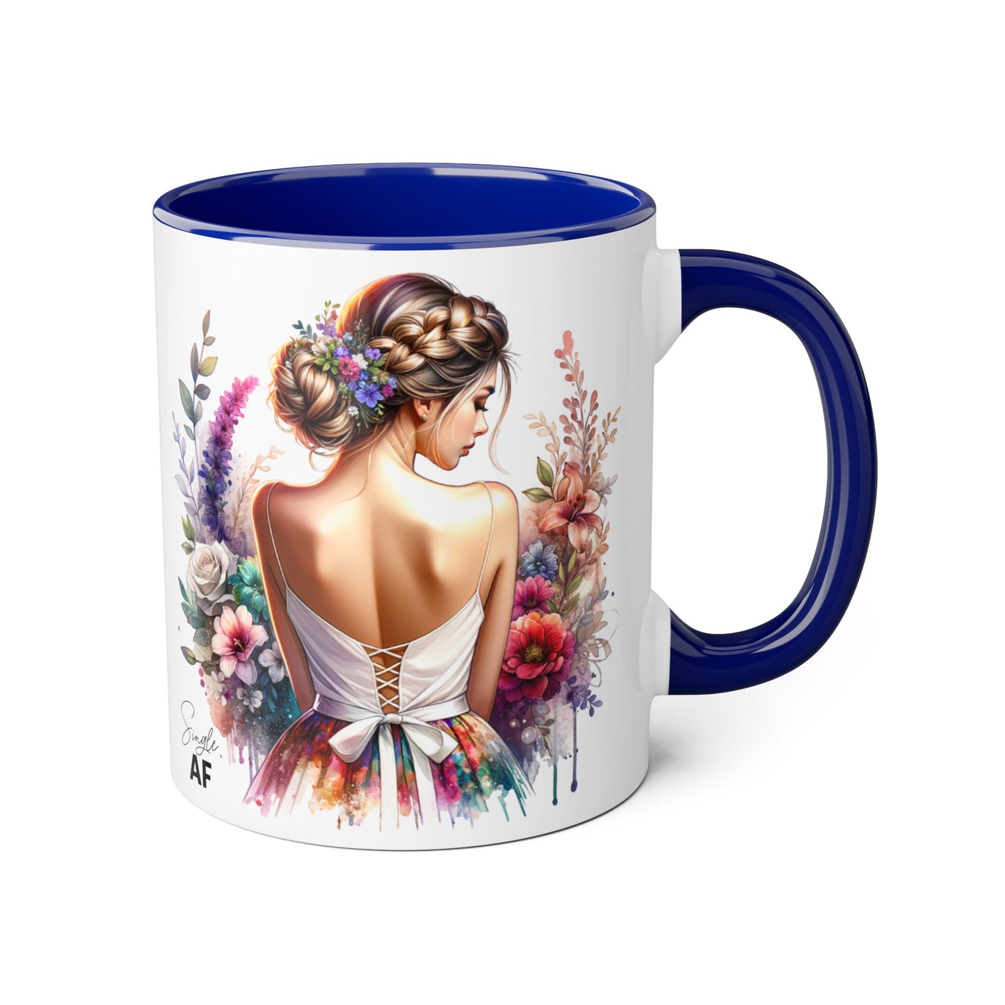 Single AF Floral Elegance Mug, Custom Coffee Cup, Gift for Her, Bridesmaid Present, Artful Design, Home Decor