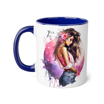 Yuck Fou Stylish Accent Mugs, Floral Design for Coffee Lovers, Unique Gift, Art Mug, Personalized Drinkware, Vibrant Tea Cups
