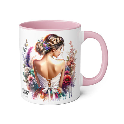 Straight Outta Divorced Humoristic Floral Art Mug, Personalized Gift Mug, Wedding Gift, Coffee Mug, Inspirational Mug, Colorful Accent Mug