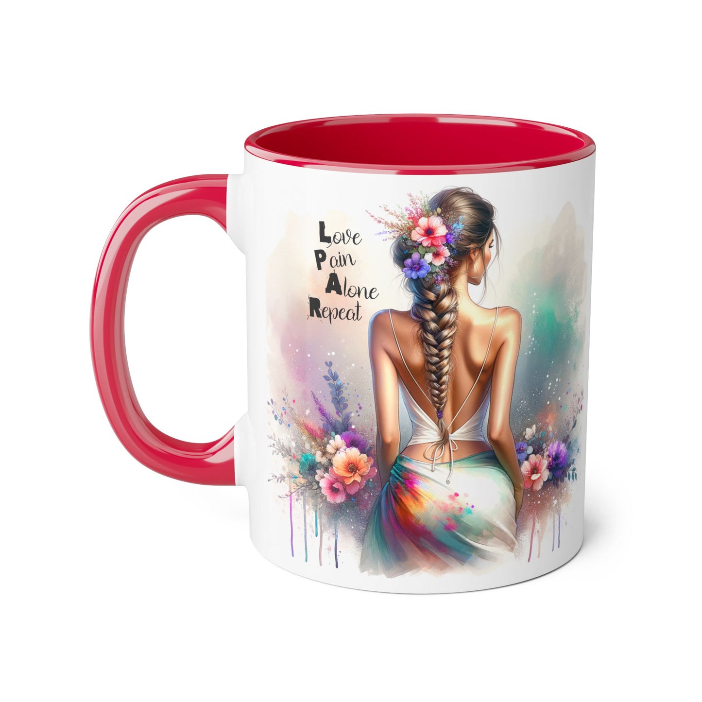Boho Love Pain Alone Mug, Inspirational Gift, Handmade Coffee Cup, Artistic Ceramic Drinkware, Unique Home Decor