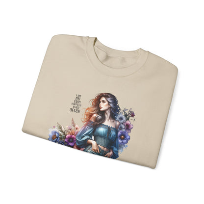 I Am My Own Happily Ever After  Floral Aesthetic Crewneck Sweatshirt - Cozy Style for Women, Fashion Top, Gift Idea, Floral Sweatshirt, Spring/Summer Wear