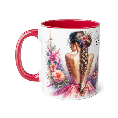 Single AF Floral Accent Mug - Perfect Gift for Single Friends, Celebration, Coffee Lovers, Birthday, Chic Decor