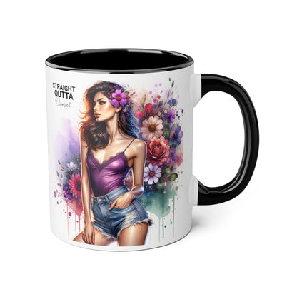 Straight Outta Divorced Humoristic Floral Art Accent Mug, Straight Outta, Gift for Her, Coffee Lover, Home Décor, Unique Tea Cup, Birthday Present
