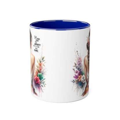 Money Can't Buy Happiness But It Can Buy Divorce Humoristic Inspirational Accent Mug, 11oz Coffee Cup for Women, Gift for Her, Floral Design, Motivational Quote Mug, Birthday Gift