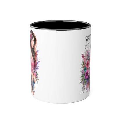 Straight Outta Divorced Humoristic Floral-Inspired Accent Mug, Perfect for Gifts, Home Decor, Coffee Lovers, Tea Enjoyers