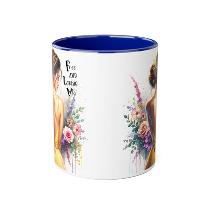 Floral Coffee Mug - Free and Loving Me, Artistic Gift for Her, Boho Style Coffee Cup, Inspirational Home Décor, Perfect for Birthdays, [...]