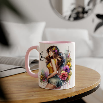 Colorful Floral Accent Mug with Inspirational Quote