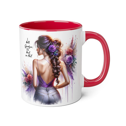 I Hold Grudges, I'll Heal in Hell Elegant Floral Accent Mug, Inspirational Coffee Cup, Gift for Her, Stylish Tea Mug, Home Décor, Unique Drinkware