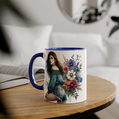 Bohemian Accent Mug - Yuck Fou Floral Design, Gift for Artists, Unique Coffee Cup, Home Decor, Stylish Drinkware