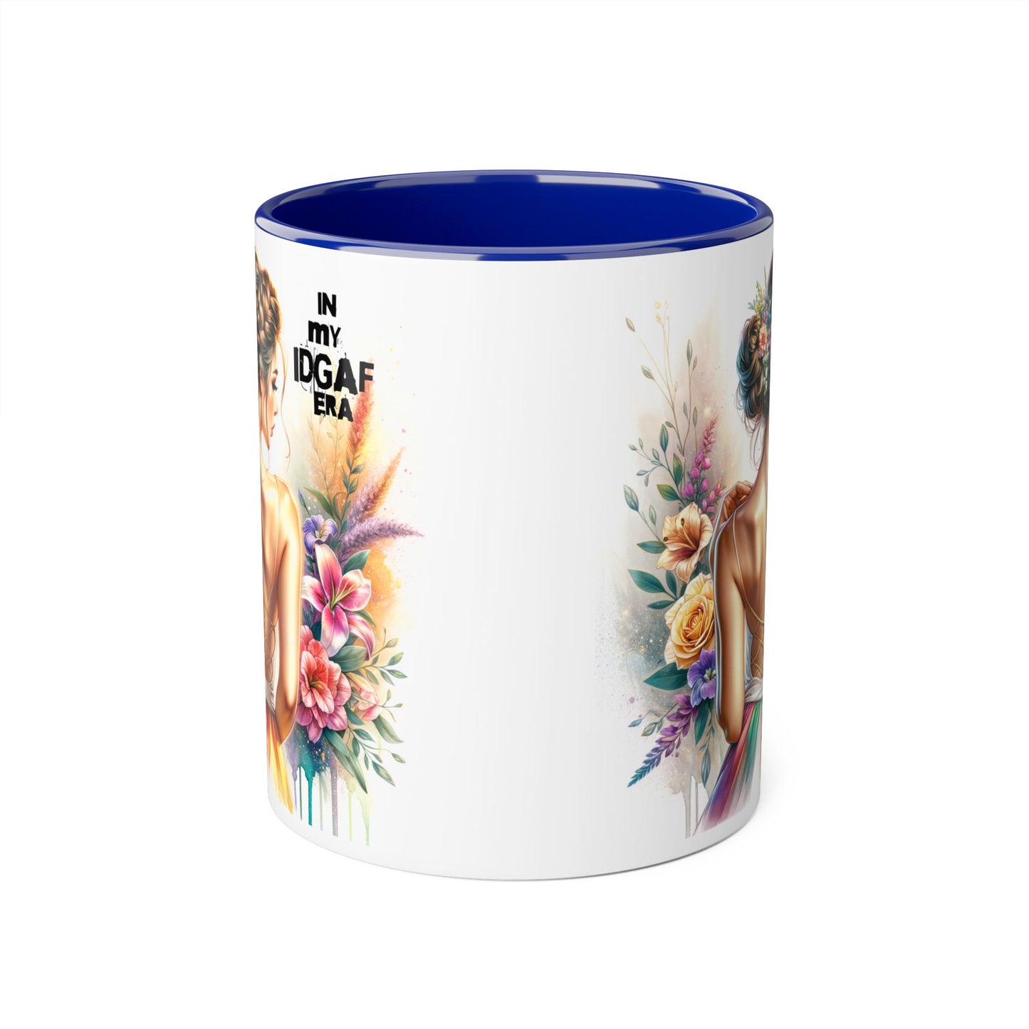 Bold Floral IDGAF Era Mug, Artistic Coffee Cup, Gift for Her, Self-Care, Coffee Lovers, Inspirational Drinkware