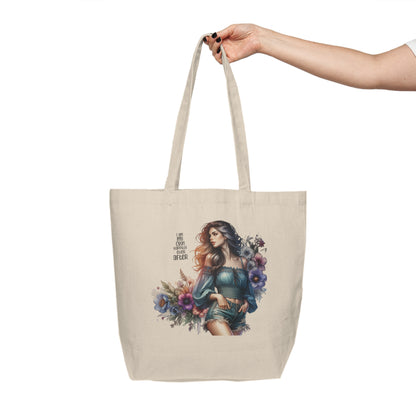 I Am My Own Happily Ever After  Bohemian Canvas Shopping Tote Bag, Eco-Friendly Market Bag, Floral Design Tote, Gift for Her, Everyday Use, Beach or Grocery Tote