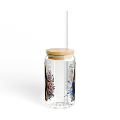 I Don't Make Mistakes, I Date Them Aesthetic Sipper Glass, Eco-Friendly Drinkware for Home or Gifts, Perfect for Summer Parties, Inspirational Quote Decor