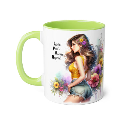 Colorful Floral Accent Mug with Inspirational Quote