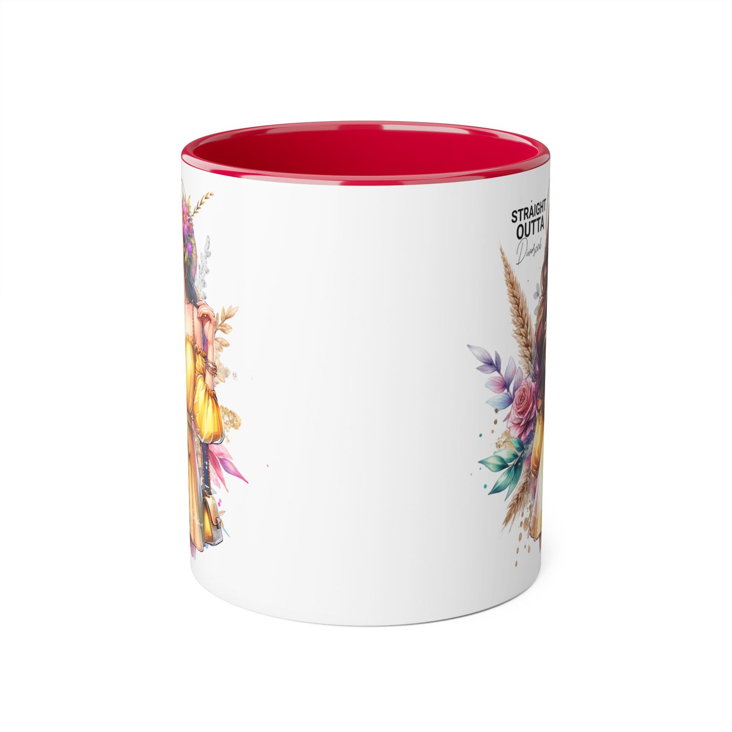 Straight Outta Divorced Humoristic Chic Floral Accent Mug, Stylish Coffee Cup, Trendy Teacup, Unique Gift for Friends, Perfect for Birthdays and Celebrations