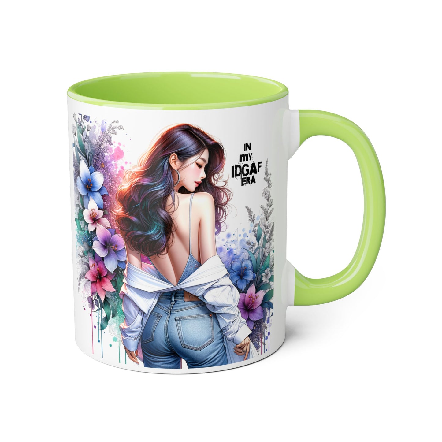Floral Graphic Accent Mug, Gift for Her, Coffee Tea Mug, Unique Housewarming Present, My IDGAF Era
