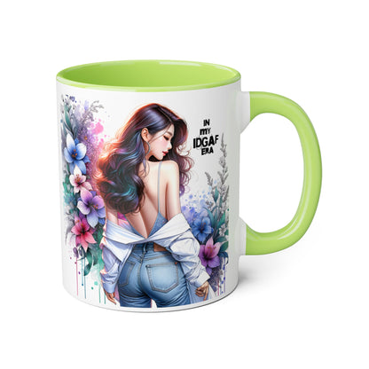 Floral Graphic Accent Mug, Gift for Her, Coffee Tea Mug, Unique Housewarming Present, My IDGAF Era