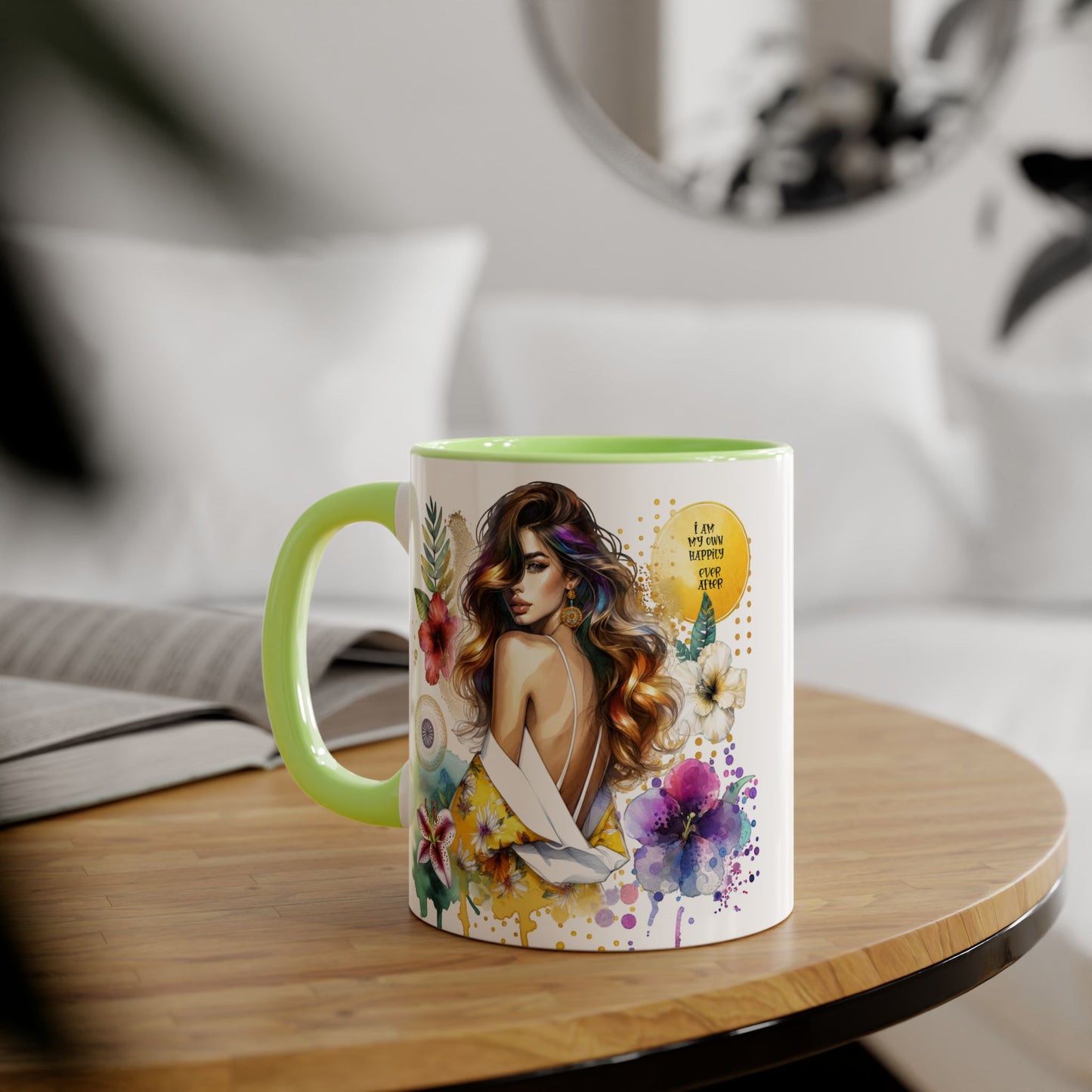I Am My Own Happily Ever After Inspirational Floral Accent Mug - 11oz Motivational Coffee Cup for Women