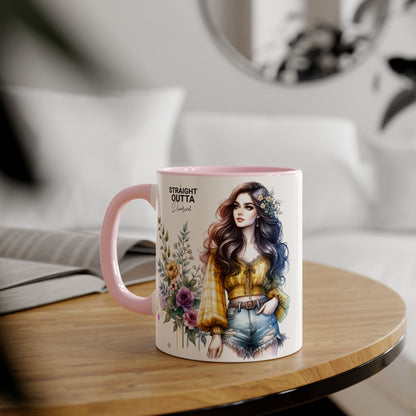 Straight Outta Divorced Humoristic Stylish Floral Accent Mug, Perfect for Coffee Lovers, Gift for Her, Home Decor, Mother's Day, Birthday, Everyday Use