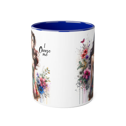 I Choose Me  Floral Accent Mug, 11oz Coffee Cup, Self-Love Gift, Inspirational Drinkware, Unique Home Decor, Feminine Art Mug