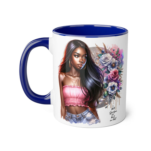 I Hold Grudges, I'll Heal in Hell  Humoristic Bohemian Floral Accent Mug, Stylish Coffee Cup, Ideal for Gifting, Home Decor, Motivational Quote Mug, Perfect for Every Occasion